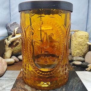 Lg VTG Amber Candle Holder